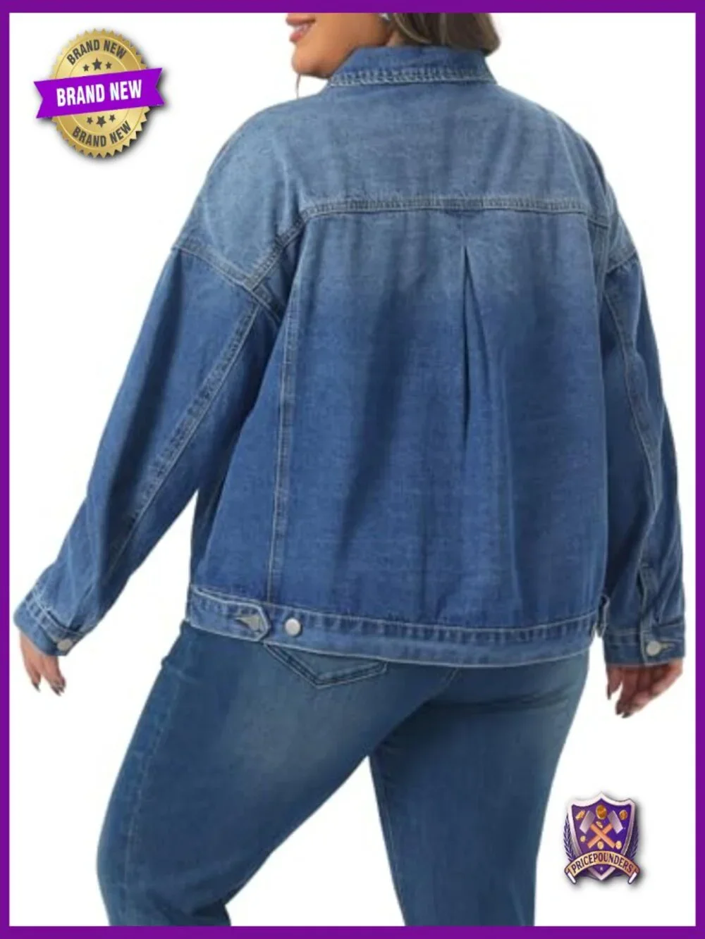 Plus Size Denim Jacket Long Sleeve Button Down Vintage Western